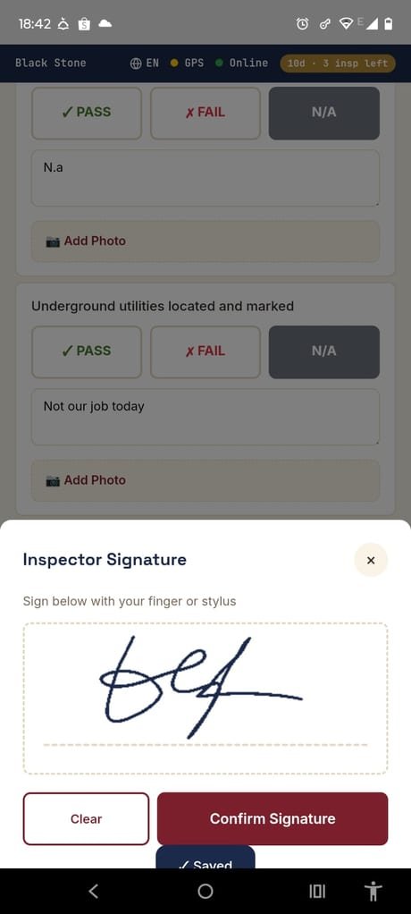 Inspector signature